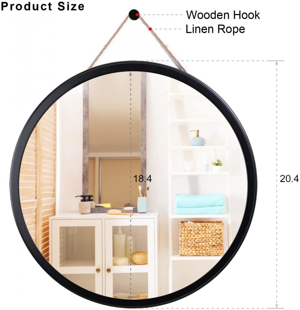 Miroir de salle de bain pour mur avec cadre en bois