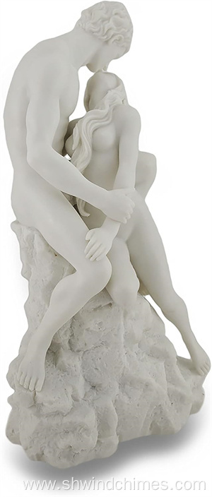 White Marble Finish Nude Sculpture of The Lovers