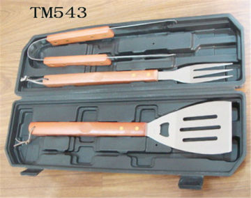 strong wood handle BBQ Tools for bbq grill set BBQ tool