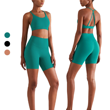 High-Quality Summer Athletic Wear: Stylish Yoga Sets with Sports Bra and Shorts for Women
