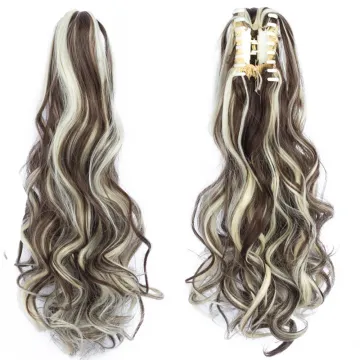 Wholesale Grey Curl Natural Wave Claw-Clip Drawstring Ponytail Extension Hairpiece Synthetic Hair Ponytails For Women Girl