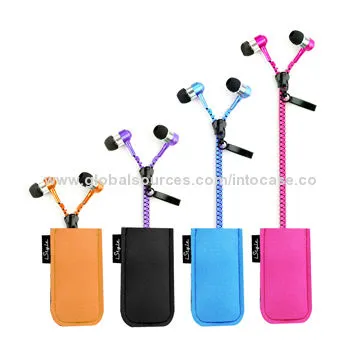 Zipper Colorful Headphones with Microphone Function