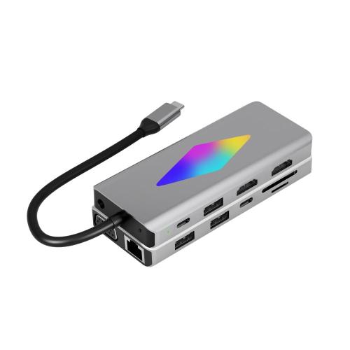 Dual Type c /HDMI/card reader 13ports hub