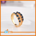 Moda 2015 yeni tasarım safir mavi kristal altın parmak Ring