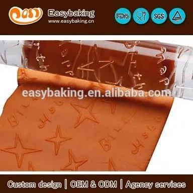 High quality acrylic happy birthday starry rolling pin for DIY fondant cake decorating