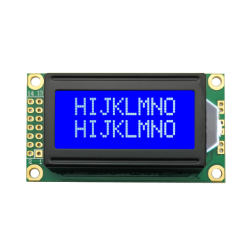 STN Blue LCD 8x2 Visualizzazione dei caratteri Modulo: 8 caratteri, 2 righe, tecnologia della pannocchia