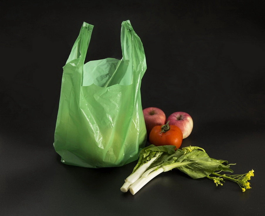 White Plastic Retail T Shirt Grocery Store Vegetable Carrier Shopping Bag