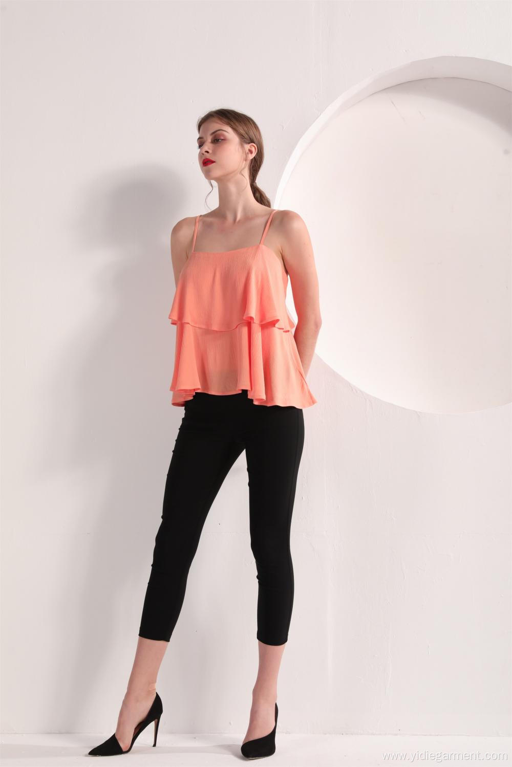 Women's Peach Color Founce Top