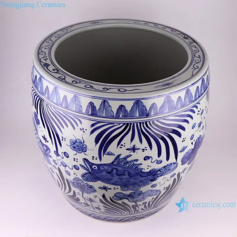 Blue and White Mackerel Algal Pattern Tank Planter