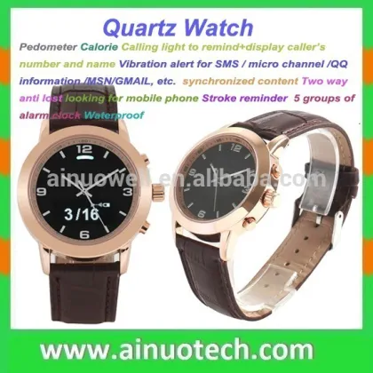 IP67 water resistant watch LED long standby bluetooth vibration smart wrist watch slim stone quartz watch