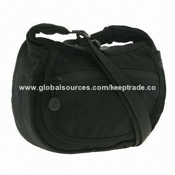 Canvas Shoulder Bag with Two Sheltered Zipper Pockets