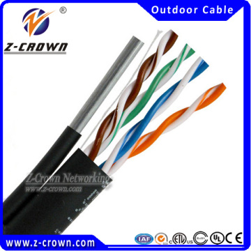 waterproof cat5 cable outdoor utp cat5e 24awg 0.51mm PE external black jacket 305m