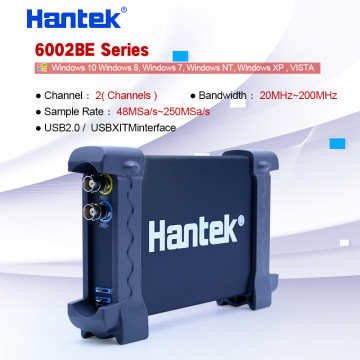 Hantek PC 2 Channels portable oscilloscope 20MHz-200MHz 48MS/s-250MSa/s Oscilloscope USB 2.0 6002BE series Support Win 7/8/10/NT