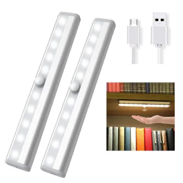 PIR Motion Sensor Under Cabinet Lights: 10 LED Night Lamp, USB Rechargeable Kitchen Light, Cupboard & Closet Lamp