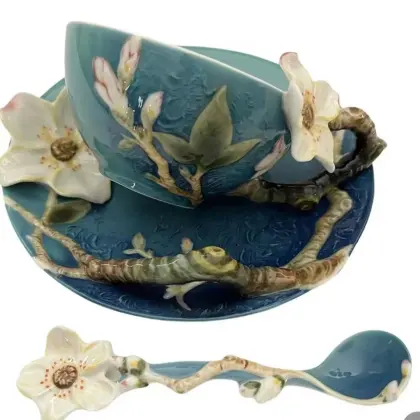 Spring Ceramic Cup Inspired by Van Gogh