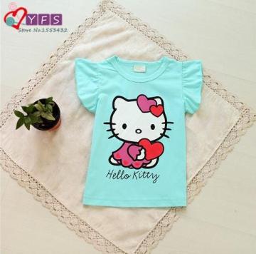 New clever Baby Girls Hello Kitty Tshirt Children Kt Short Sleeve 100%Cotton T-shirt tees Kids Summer Clothes