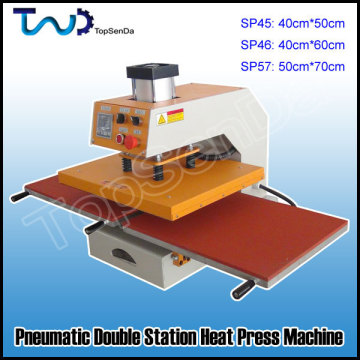 High pressure 2 stations pneummatic heat press machine for clothing