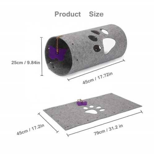 Brinquedo de túnel de gato de feltro dobrável