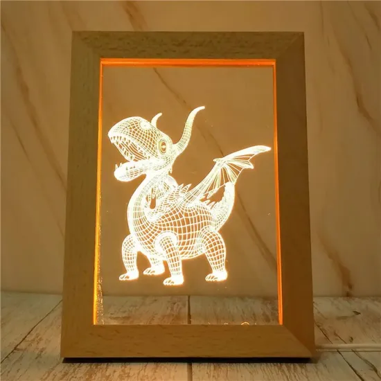 3D Personalized Acrylic LED Lamp - Custom Home Decor Wood Photo Frame for Kids