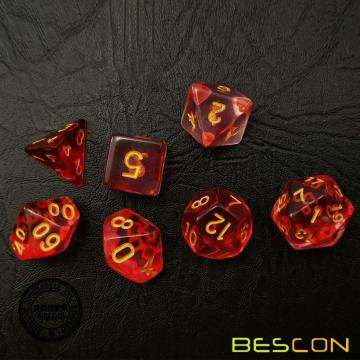 Bescon Crystal Blush Набор из 7 кубиков Poly для игры в кости, Bescon Polyhedral RPG Набор для игры в кости Crystal Blush