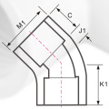 DIN PN16 Pasokan Air Cpvc Elbow45 ° Warna Abu-abu