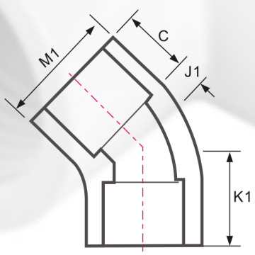 DIN PN16 Air Supply Upvc Elbow 45 ° Kelabu