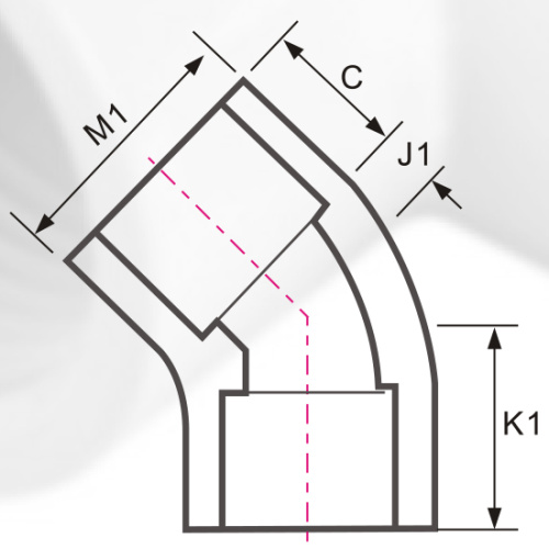 DIN PN16 Pasokan Air Upvc Elbow 45 ° Gray