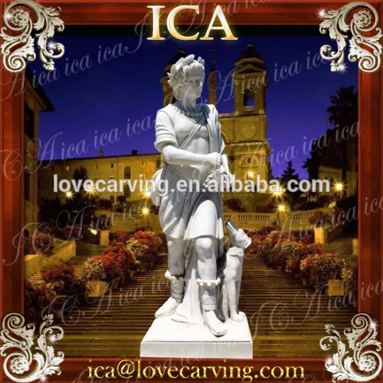 White marble stone classic design greece man and dog statue and sculpture