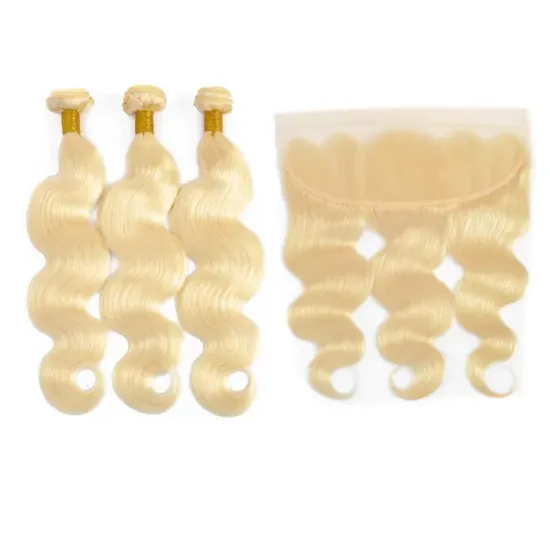 613 Bundles of Brazilian Body Wave Virgin Human Hair with Blonde Color and Cuticle Alignment