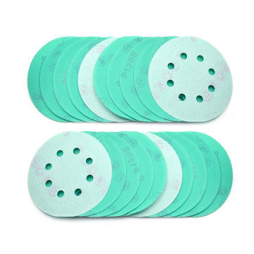 Vibratite 5 Inch 8 Holes 1200 Grit Film-Backed Green Hook and Loop Dischi Abrasive for Wood or Metal