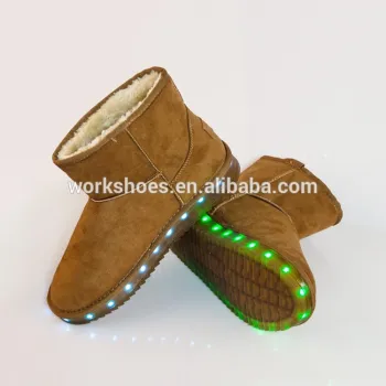 New Design Custom made High Top Fur Lining Flat Ligth Up Boots winter