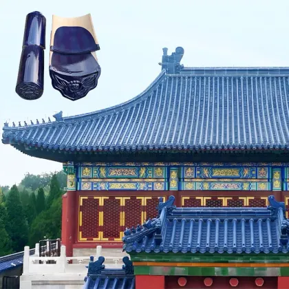 Chinese Blue Ceramic Glazed Traditional Temple Roof Tiles
