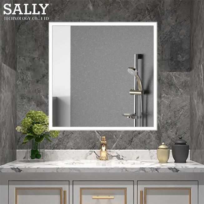 Sally Dimmable Wall Mounted Square Mirror Touch LED Lighted Bathroom Mirrors Makeup Vanity Mirror with Lights for Bedroom