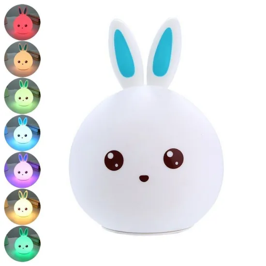 MultiColor Cute Rabbit Rechargeable LED Silicone Night Light for Kids