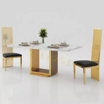 Luxury Marble Dining Table with Golden Base