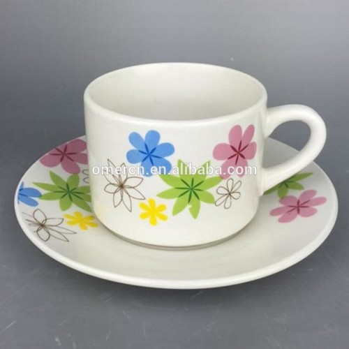 cheap porcelain round coffee cups and saucers with color box