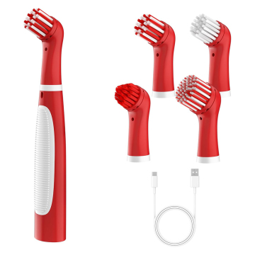 Rilaborazione di pulizia ricaricabile elettrica con teste di spazzole 4 in 1 e cavo USB