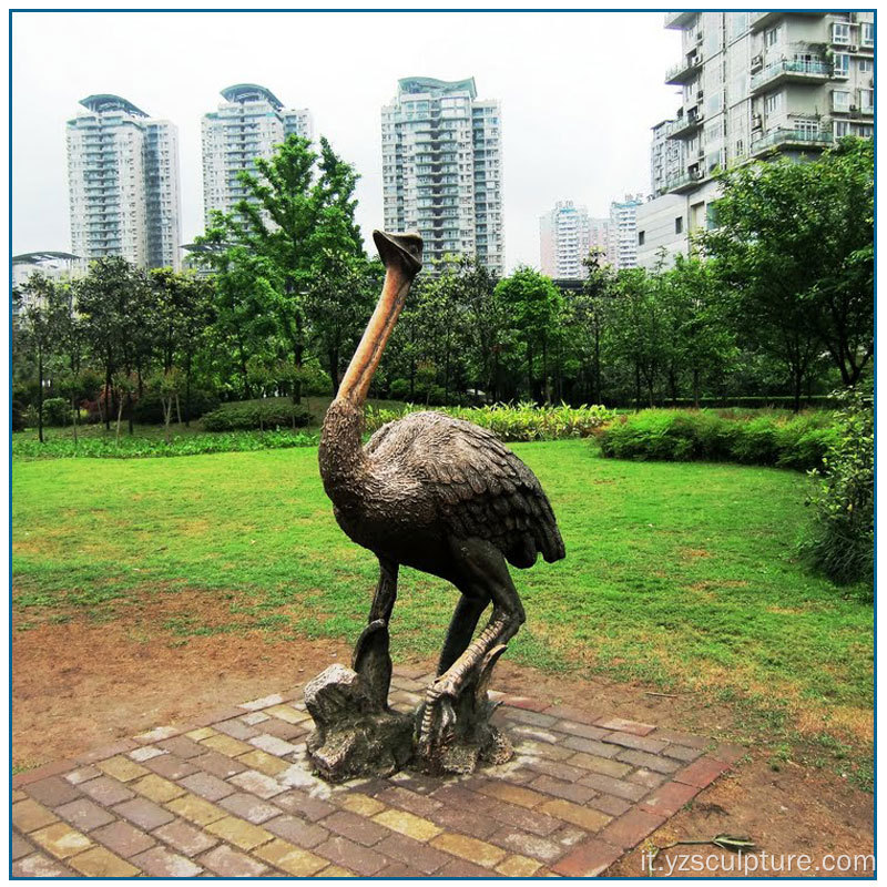 Statua giardino struzzo bronzo animale africano