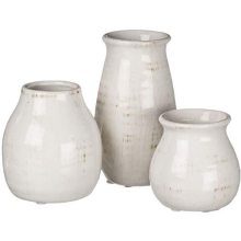 3pieces petits vases en céramique blanc