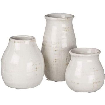 3pieces Small White Ceramic Vases