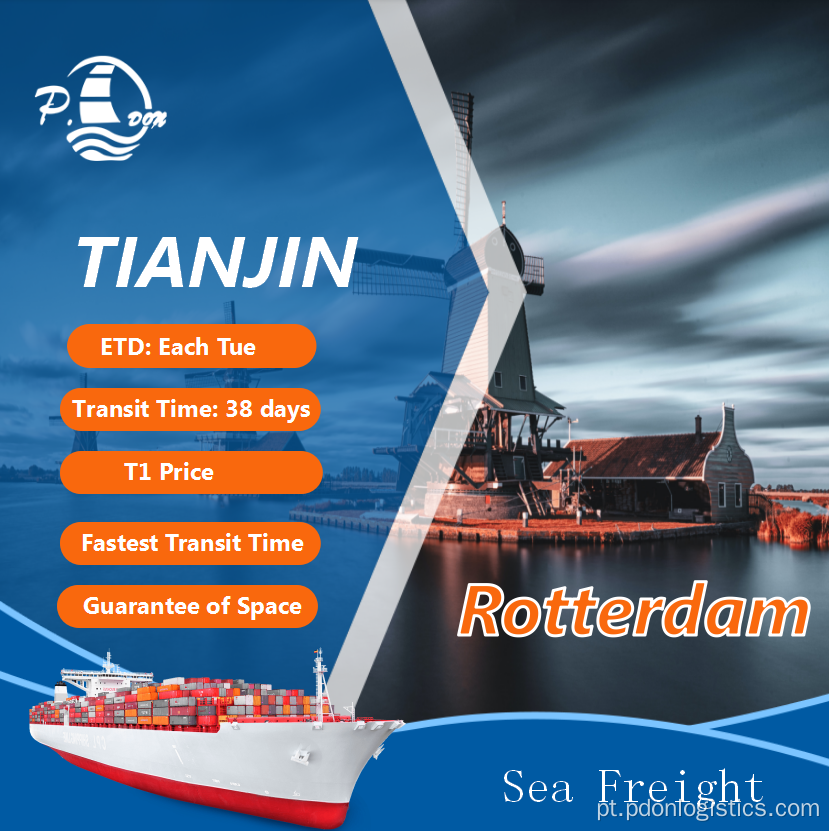 Custo de envio de Tianjin para Roterdã