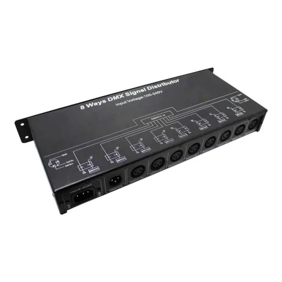 DMX128 AC100-240V 50-60HZ DMX 512 Signal Distributor for 8 Channels