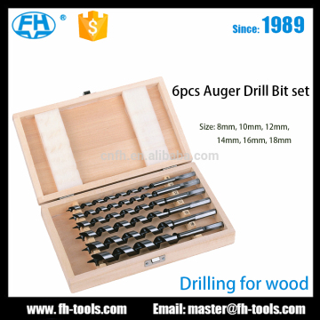 6pcs C45 carbon steel wood Auger Drill Bit set