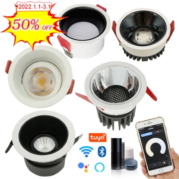 Diseño nórdico Anti-Glare Dimmable Tuya Smart LED Downlight