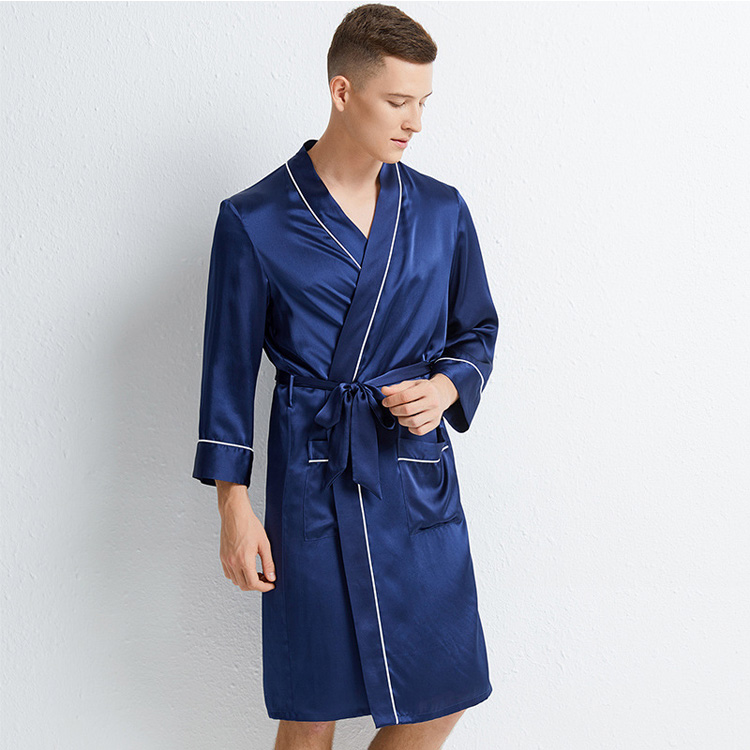 Men Silk Robe with piping