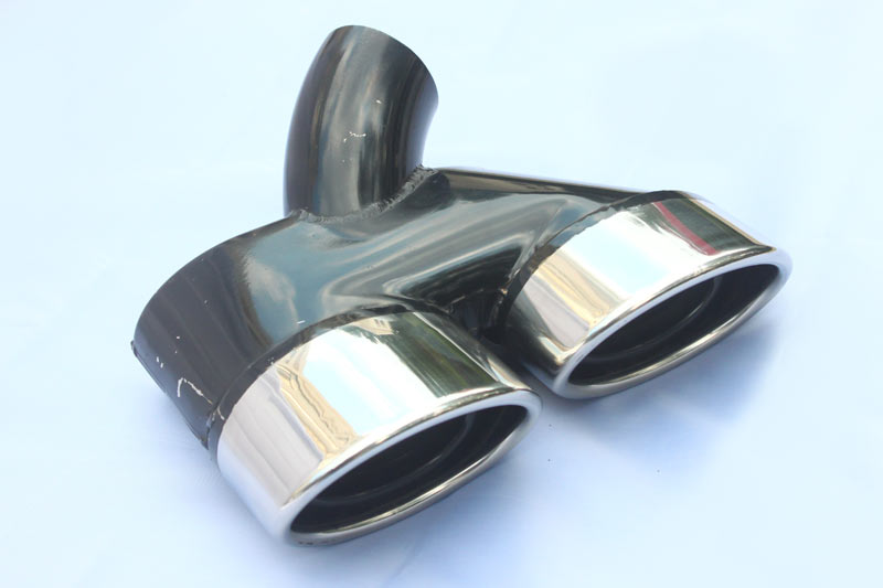 Dual-Outlet Exhaust Trim Tips Muffler Pipe Chrome Tail