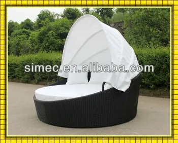 custom make SGS HDPE rattan outdoor daybed with canopy SCRB-001