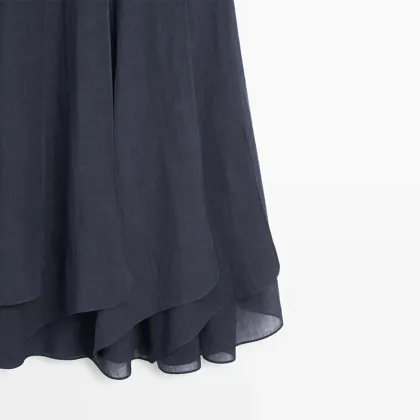 Women's Island Vacation Style Elegant Lotus Leaf Side Skirt Half length Skirt