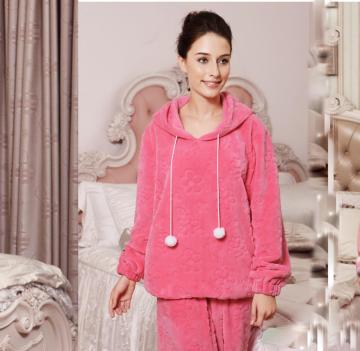 ชุดเดรสสุภาพสตรี Jacquard Flannel Pajama พร้อมกระโปรงและ Pompom