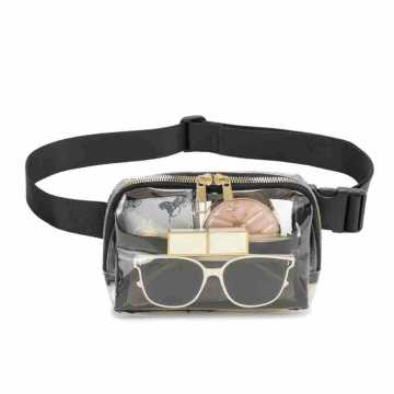 यूनिसेक्स फैशन ट्रांसपेरेंट क्लियर फैनी पैक मैसेंजर बैग शोल्डर बैग वॉटरप्रूफ पीवीसी क्लियर फैनी पैक